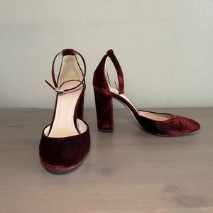 J.Crew Maisie ankle-strap heels in Burgundy Velvet US 5 1/2 (EU 35.5)